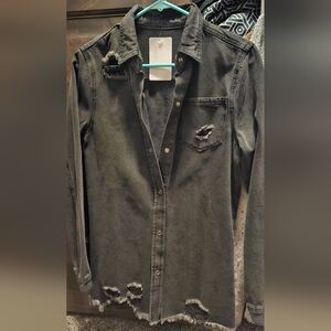 Distressed Dark Denim Shirt